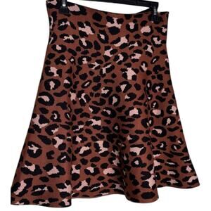 Classic Concepts Leopard Print A-Line Skirt Size Large NWT